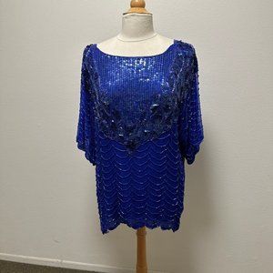 Beaded Top in Royal Blue